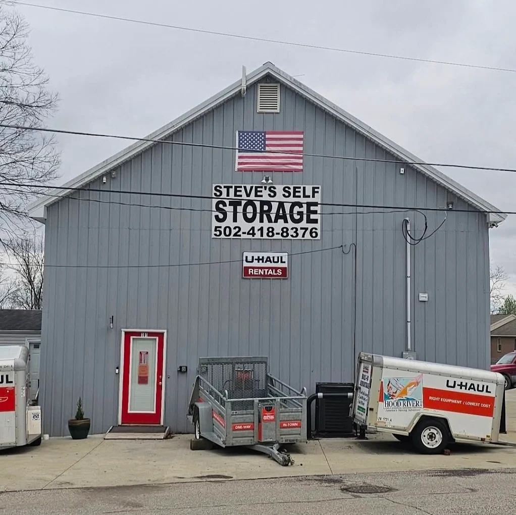 Steve's Self Storage & U-Haul main building with signage in Bedford, Kentucky